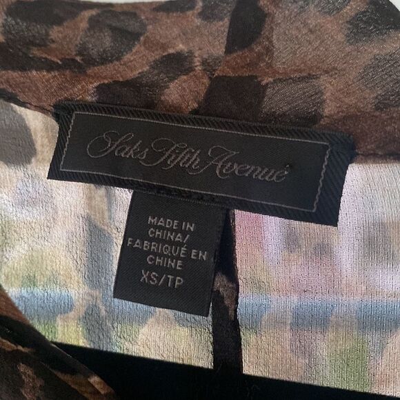 Saks Fifth Avenue Silk Leopard Print Blouse - Picture 5 of 6